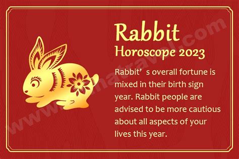 Horoscope rabbit today - 2023 Horoscope for horse born in: 1966 1978 1990 Overview * The prediction is valid for 2023 ( year of the Rabbit ) starting from Jan.22, 2023 and lasting to Feb.9, 2024.